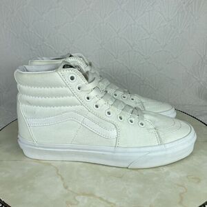 Vans SK8-Hi Sneakers Sz 7.5 White Athletic Casual Canvas Lace Up Skate Y2K Shoes